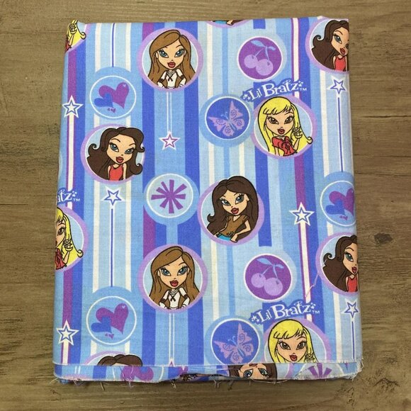 Lil Bratz Sewing Fabric 2 Yards 2004 Out of Print Purple Blue 100% Cotton - Picture 1 of 5